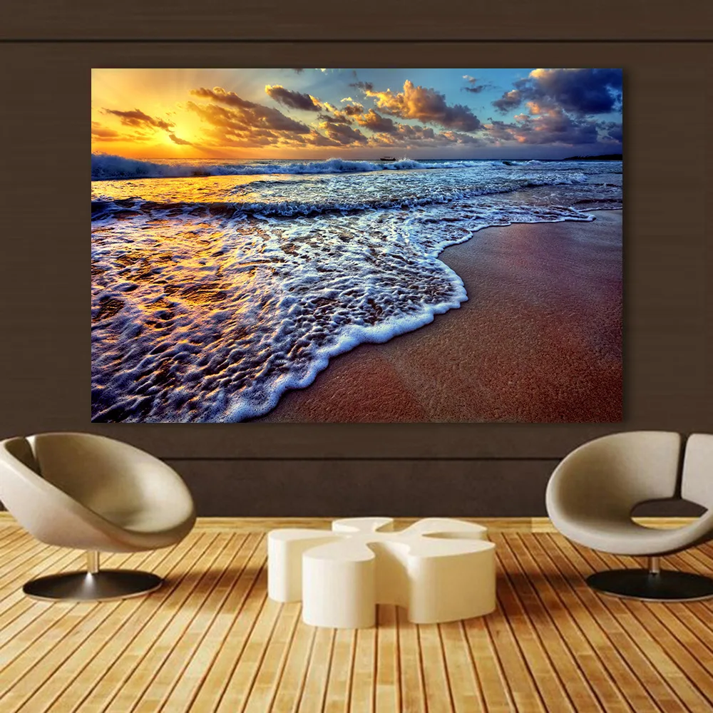 Современное домашнее искусство один абстрактный закат пляж декоративный холст