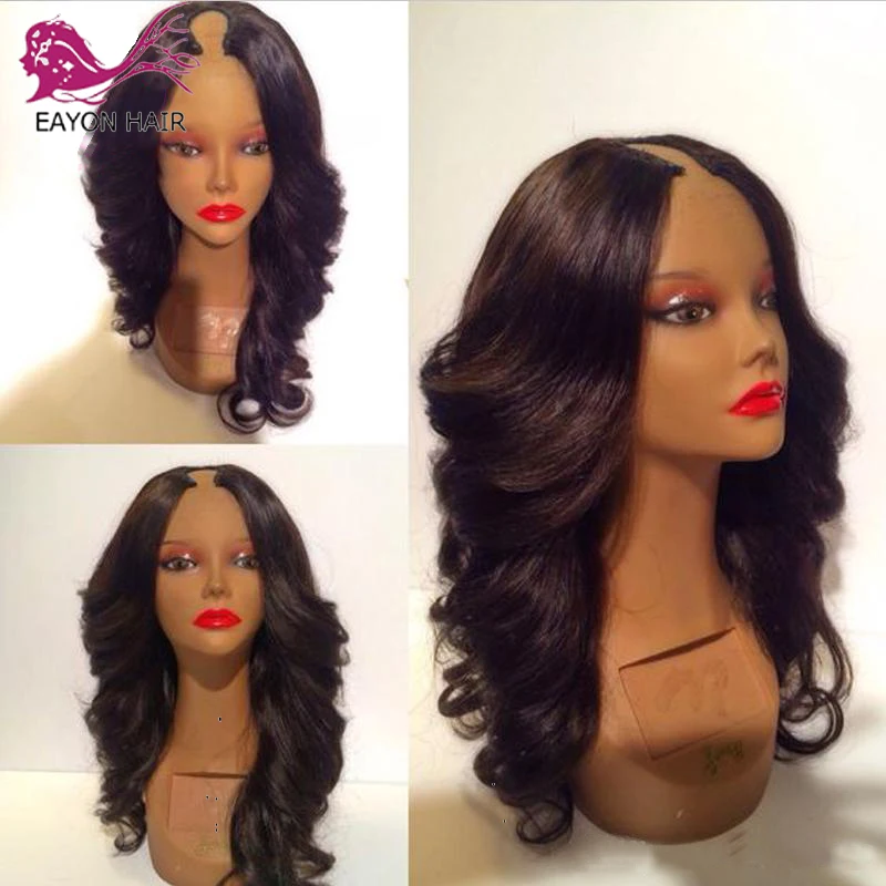 EAYON U Part Wig Human Hair Brazilian Remy Loose Wave Wigs P