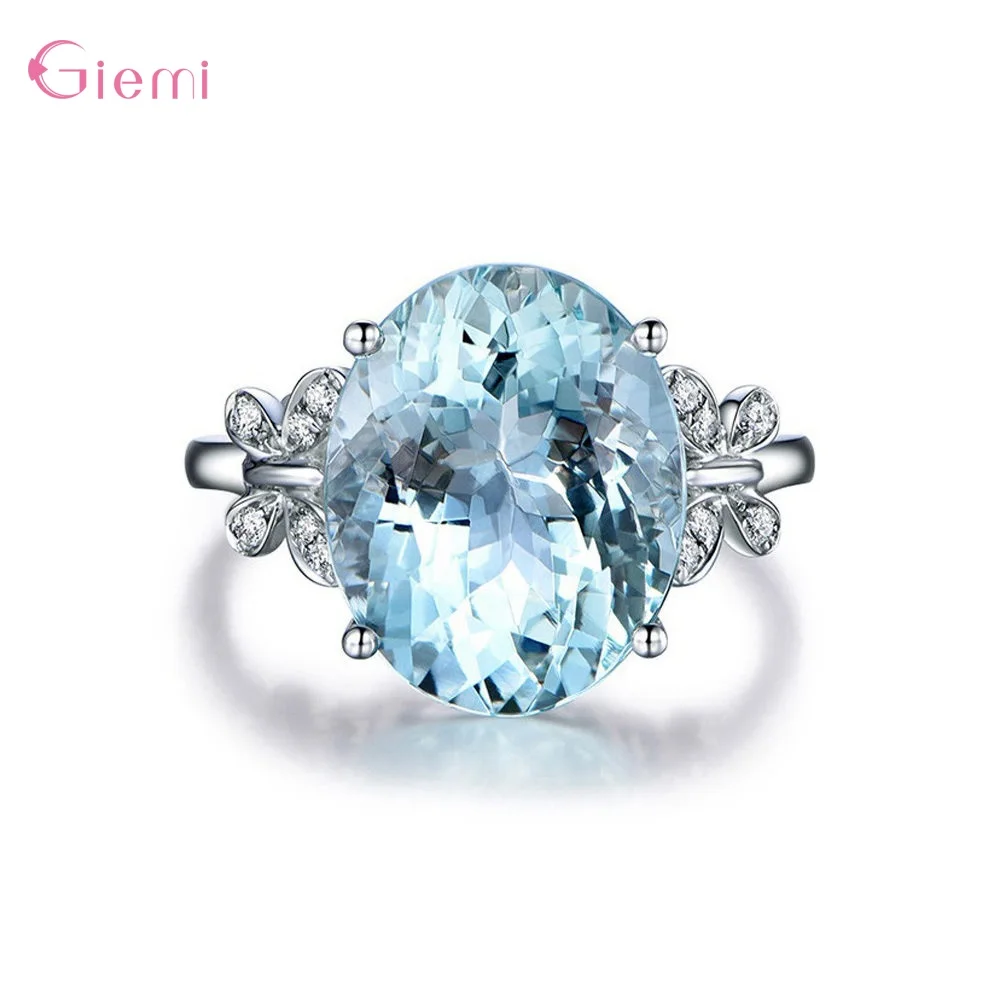

925 Sterling Silver Natural Blue Cubic Zircon Rings for Women Butterfly Ring Romantic Wedding Engagement Fine Jewelry