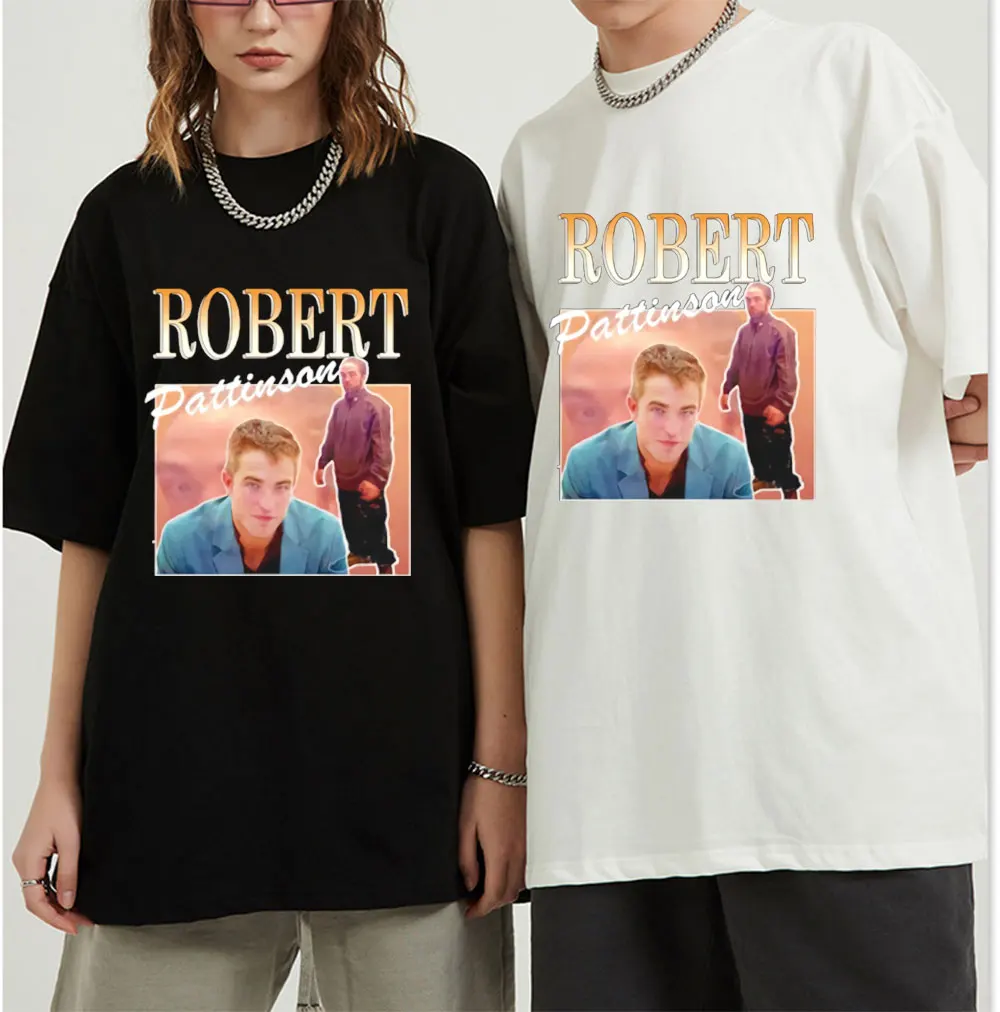 

Robert Pattinson Black Tshirt Men 90s Vintage Unisex T Shirt Retro Graphic T Shirts 100% Cotton T-shirt Man Woman Tees Tops