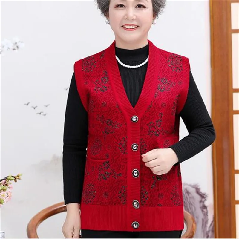 Новинка жилет для пожилых людей среднего возраста свитер женщин кардиган весны и