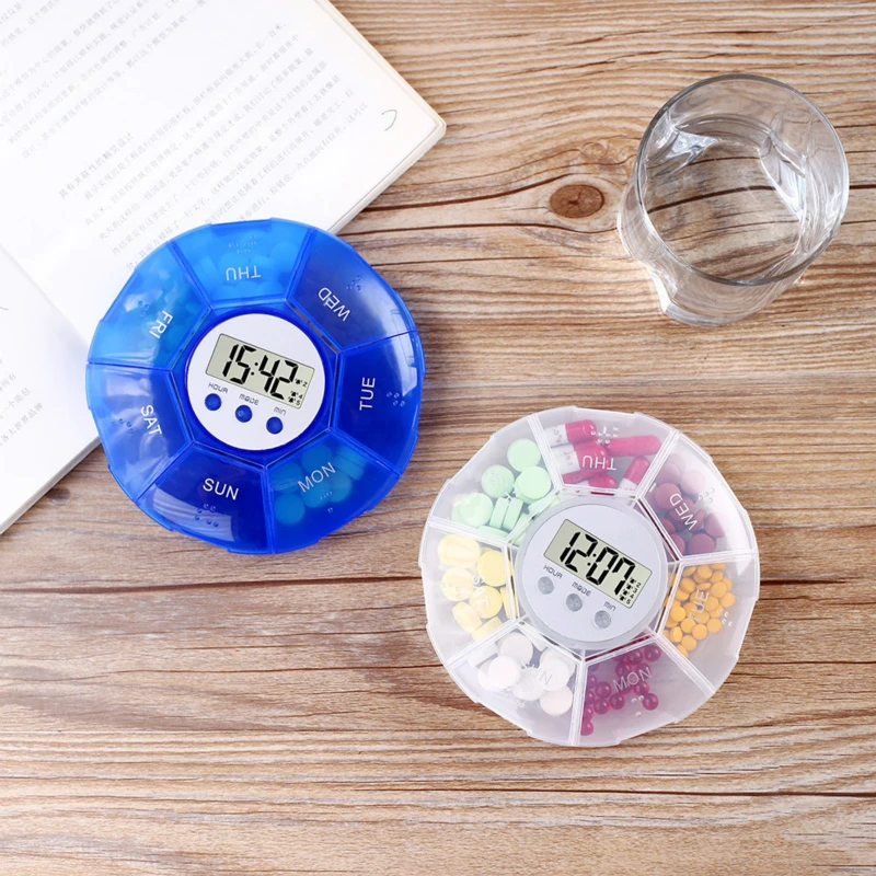 Electronic Reminder Pill Box 7 Days Weekly Travel Medicine Case Alarm Timer Pills Organizer Container | Красота и здоровье