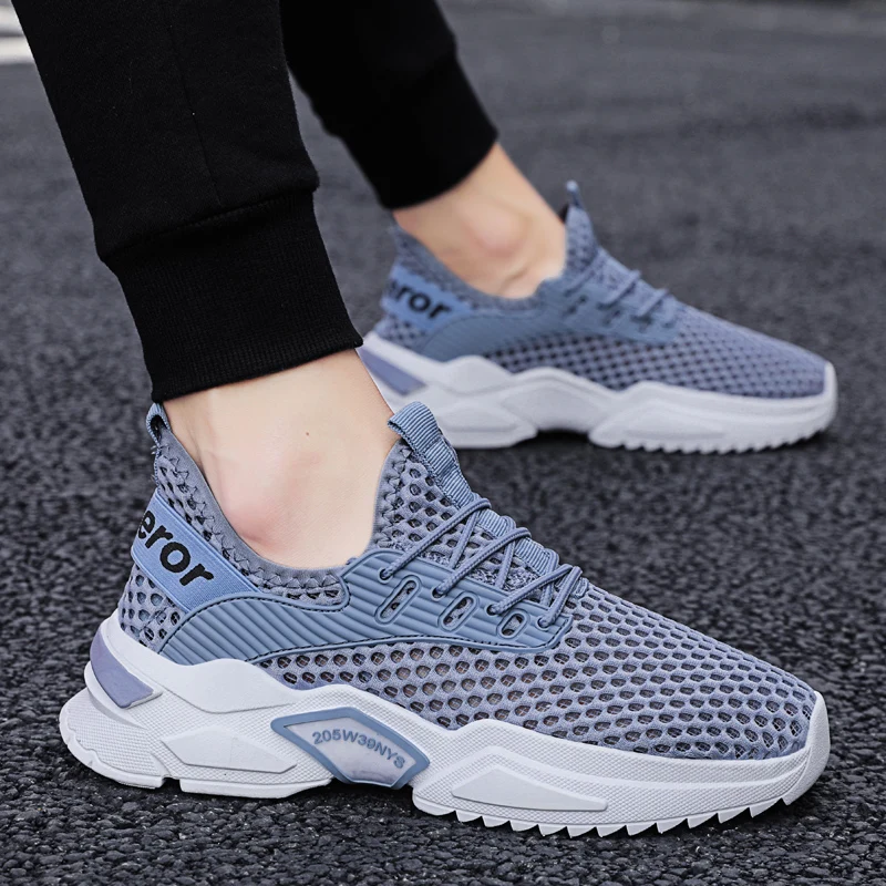 

Hot Men Running Sneakers Autumn Spring 2022 Mesh Breathable Lace Up Lightweight Male Shoes Outdoor Jogging Footwear Soft Bottom