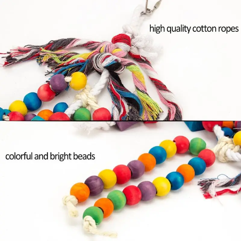 Птица попугай игрушка для жевания деревянный кулон качели шнурок игрушки