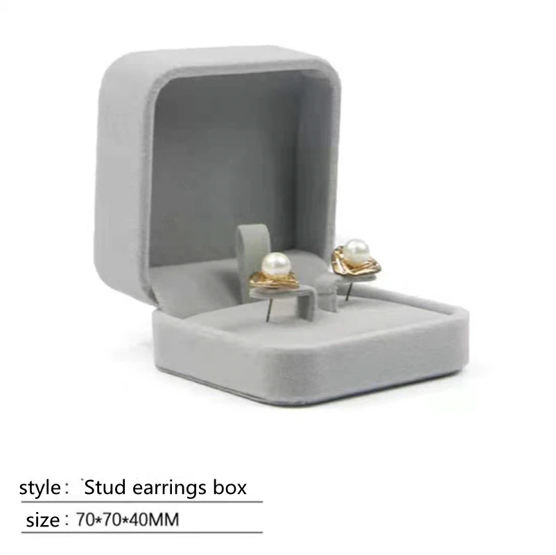 Серия светло-серого цвета 100 шт./лот бархатная коробка для упаковки ювелирных
