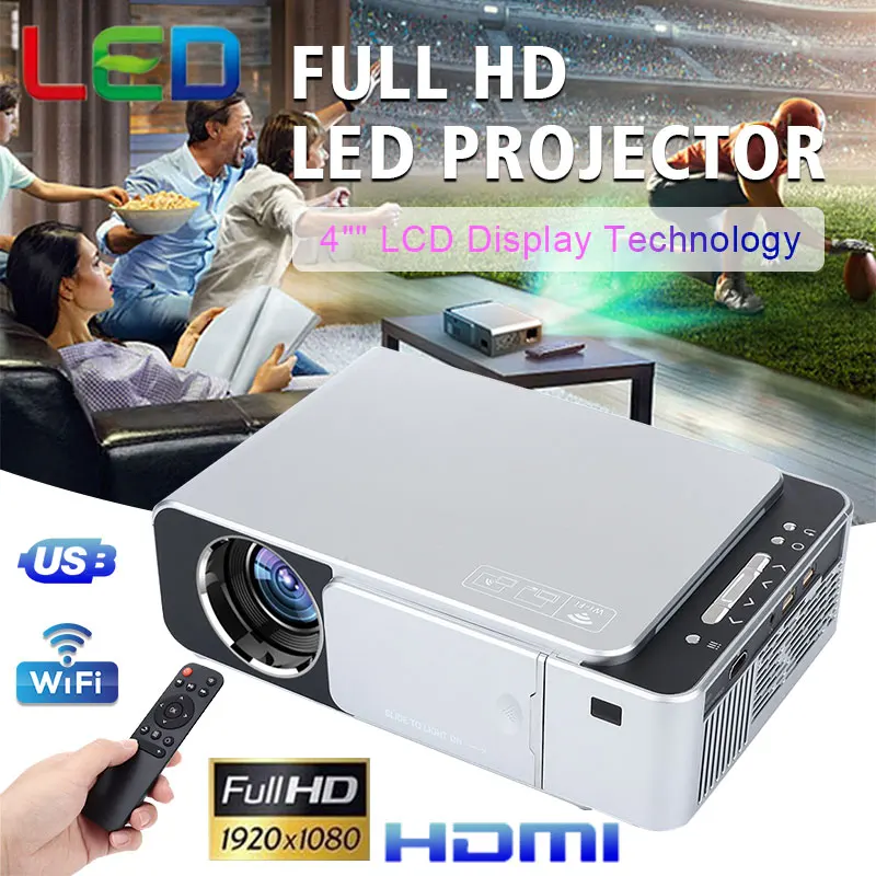T6 светодиодный 4K Full HD проектор HDMI USB SD Мини ЖК домашний кинотеатр медиаплеер 16:9