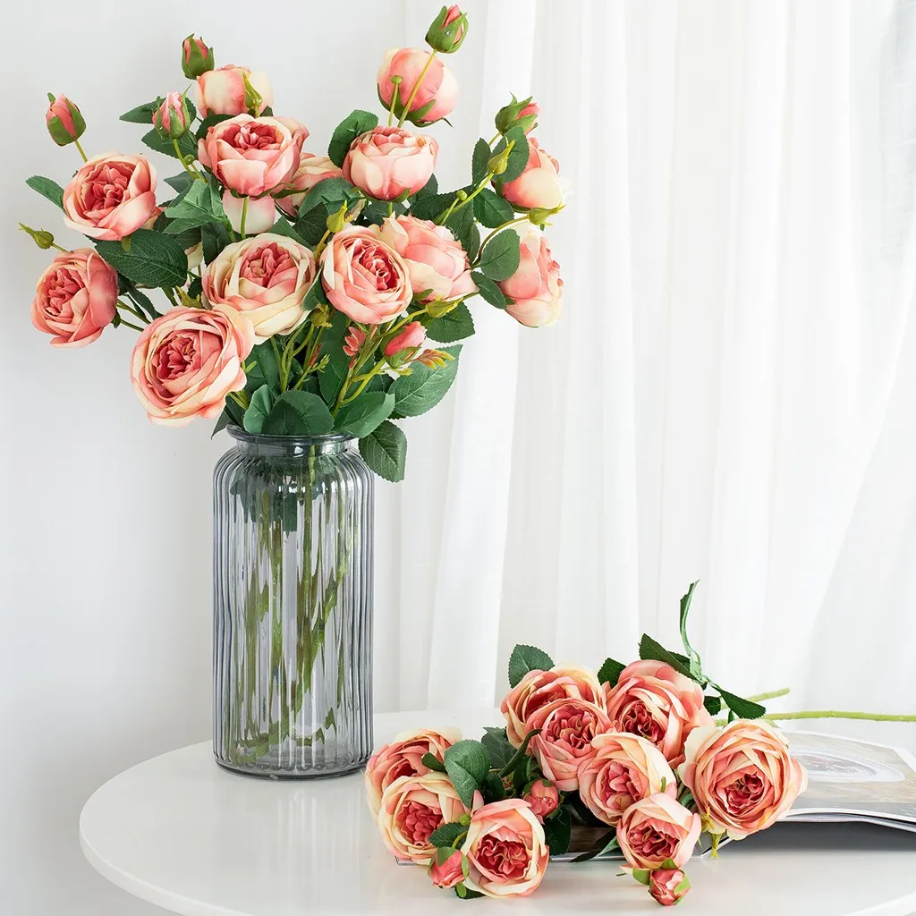 Лидер продаж 2020 искусственные розы фланелевые Цветы Свадебный букет Декор для