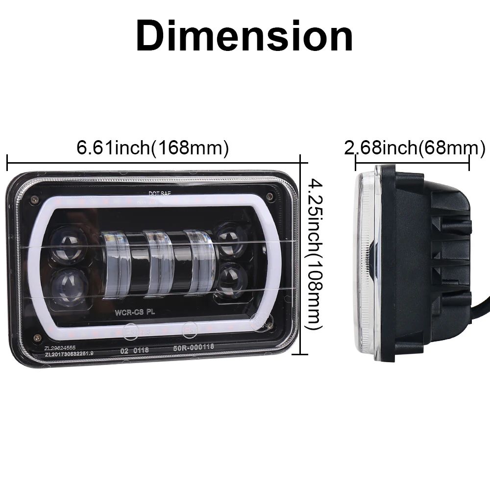 Новинка 4x6 светодиодные фары DIY RGB гало Белый DRL квадратные Запечатанные