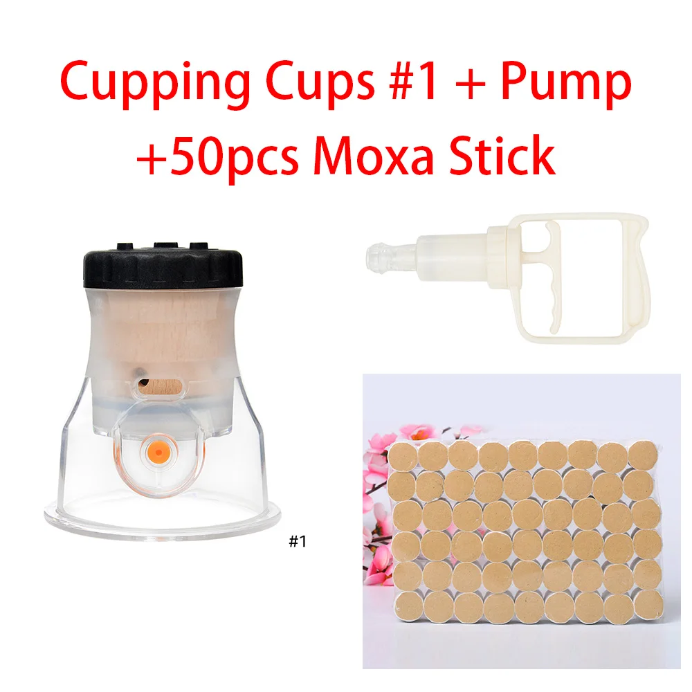 Cups 1- Pump- Stick Китайский Набор вакуумных баночек для прижигания баночный аппарат с палкой для сжигания мокса - Цвет: Cups 1- Pump- Stick