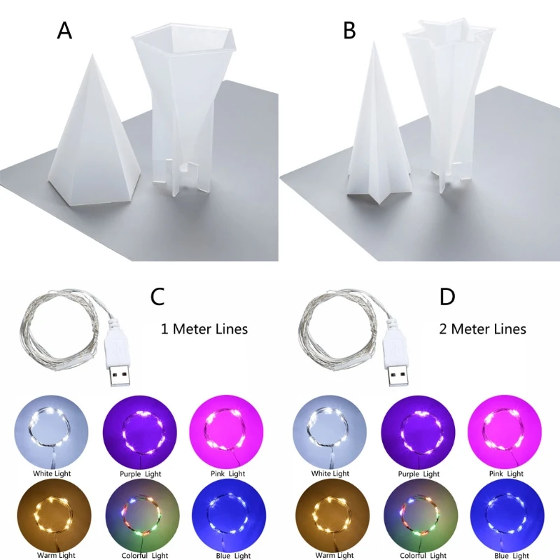 1 комплект пирамиды эпоксидная смола форма Ночной светильник держатель