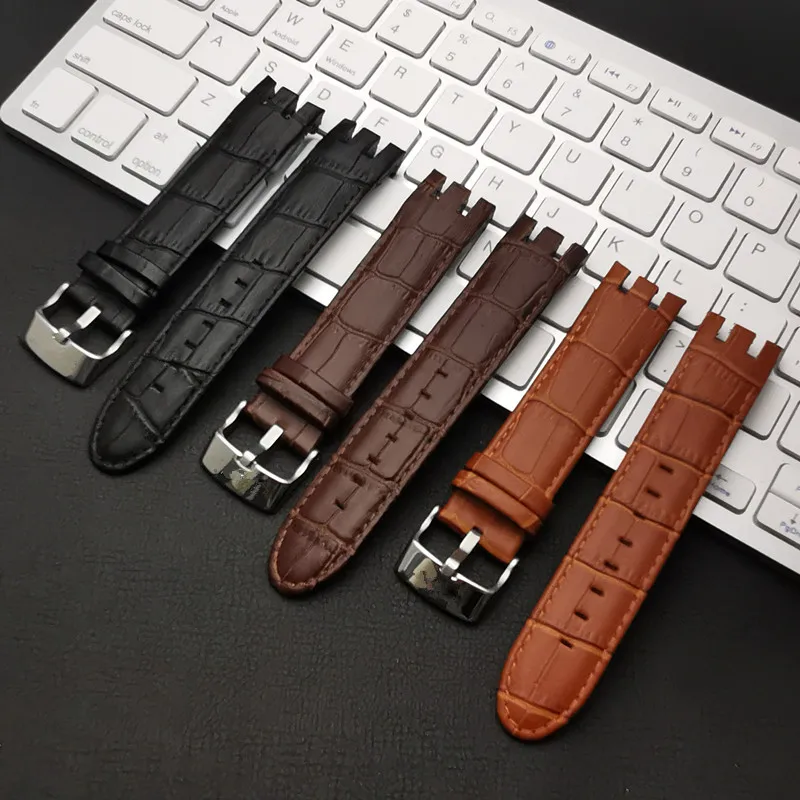 Ремешок для часов из натуральной кожи диаметром 21 мм с пряжкой язычком браслеты