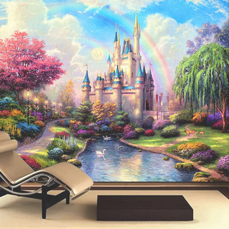 

Custom Any Size 3D Mural Wallpaper Europe Style Castle Forest Wall Painting Living Room Luxury Home Decor TV Background