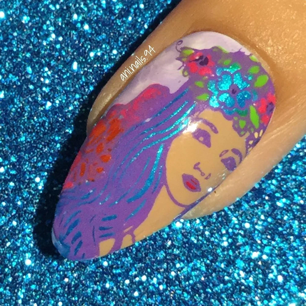 Трафарет для стемпинга BeautyBigBang ногтевого дизайна изображение красивой молодой