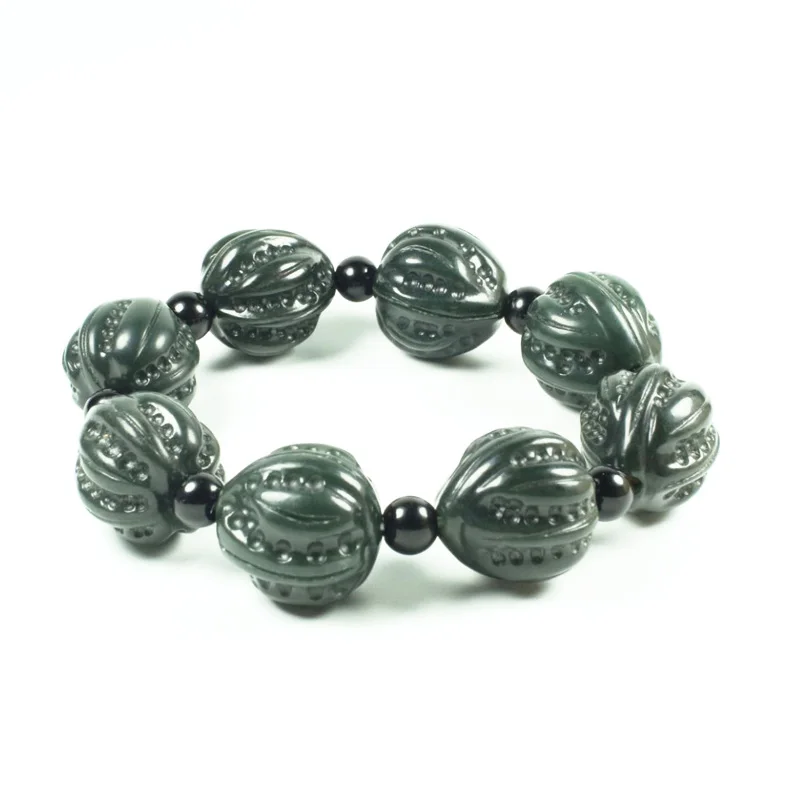 Натуральный голубой нефритовый браслет из Нефритового ореха бисера для мужчин и