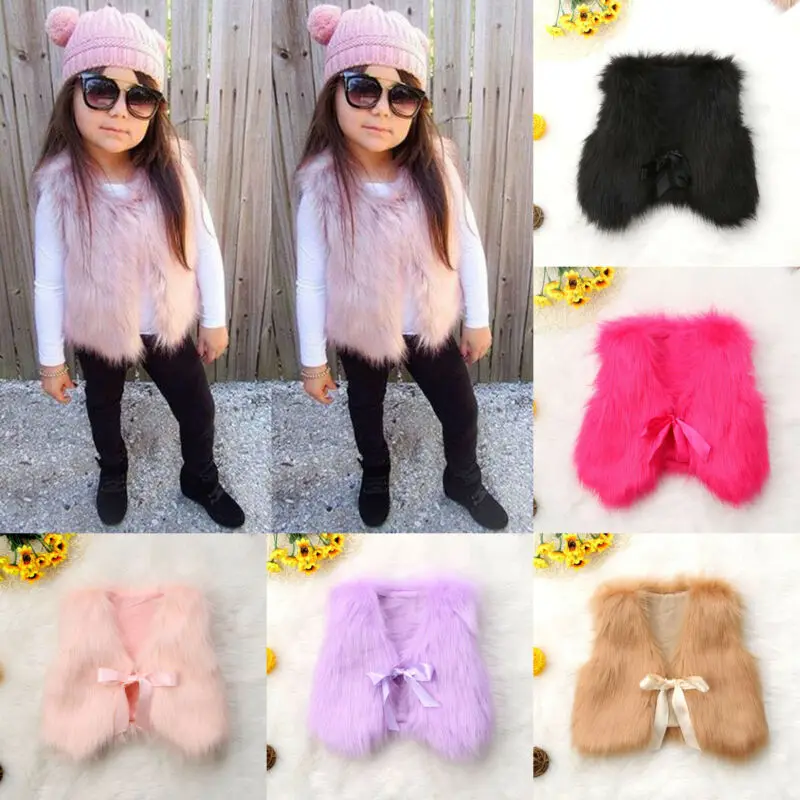 Зимнее теплое меховое пальто для новорожденных девочек верхняя одежда жилетка