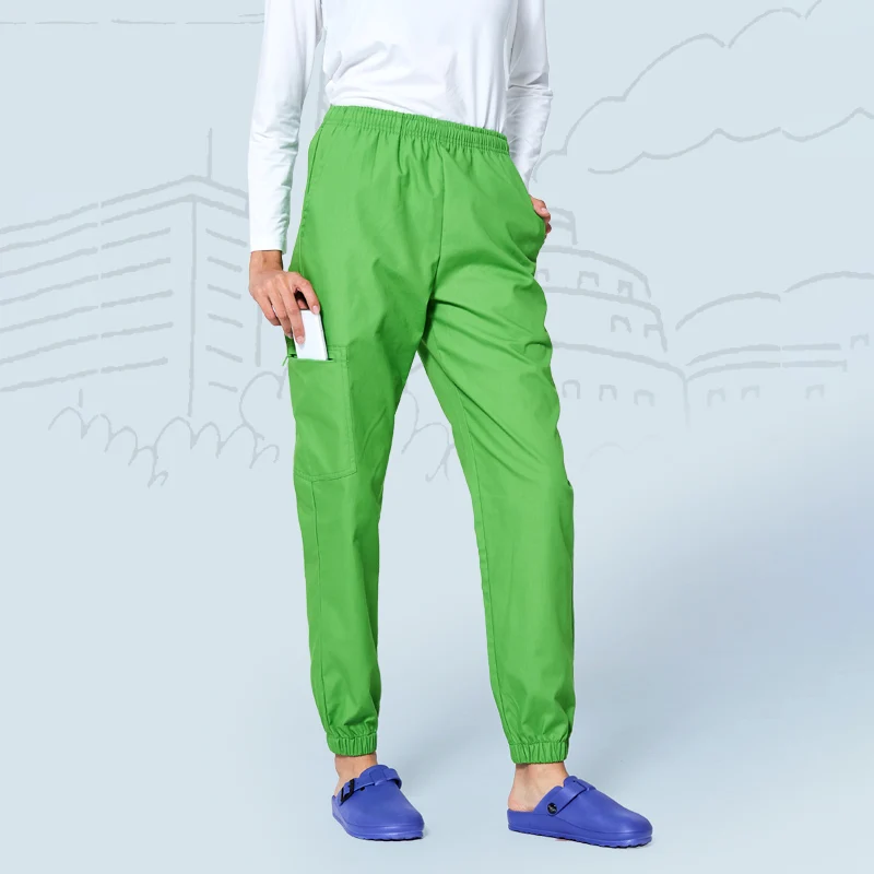 Scrub Pant GREEN Женский мужской костюм для скраба медицинский Спа-Униформа больница или рабочая одежда поплин удобный доктор-дантист рабочие костюмы топ и брюки - Цвет: Scrub Pant GREEN
