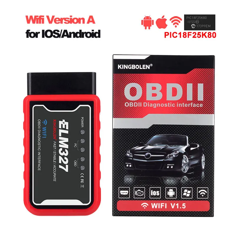 Wifi Version A ELM327 Bluetooth Wifi V1.5 PIC18f25k80 чип диагностический сканер J1850 протокол elm 327 OBD2 для OBDII автомобиля android/ios крутящий момент - Цвет: Wifi Version A