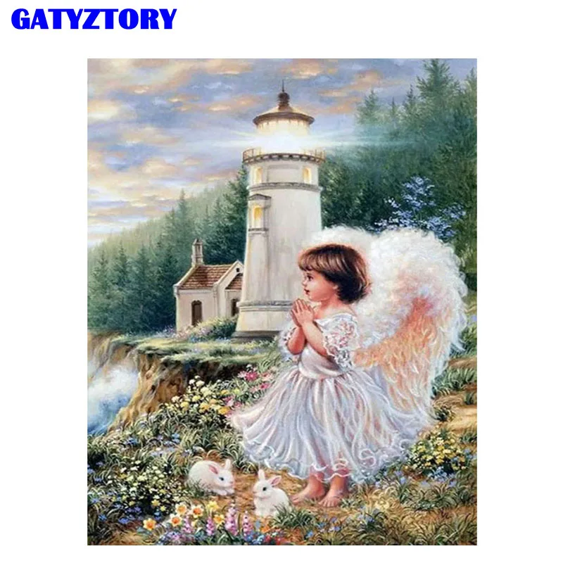 Frameless DIY Painting By Numbers angel oil paint by numbers kits Wedding Decoration Bedroom Decor Canvas Painting oil painting - Цвет: 99247