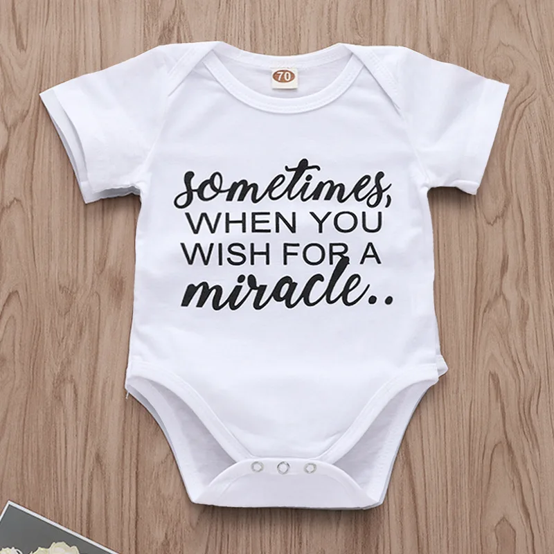 Детский комбинезон из хлопка с надписью Miracle|short sleeve bodysuit|baby bodysuit short sleevebaby cotton