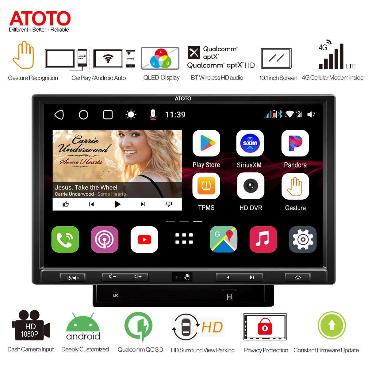 10 1 дюймовый QLED дисплей ATOTO S8 UltraPlus S8G2109UP A Встроенный видеоприемник Радио 2 din Android