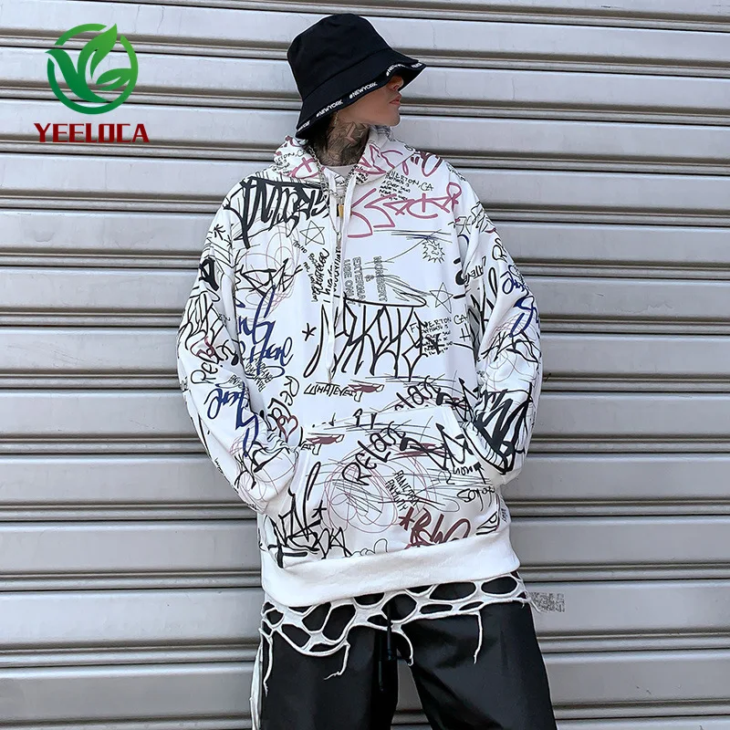 Dropshipping Graffiti Men Hoodie Women Couple Autumn Winter Warm High Street Hip Hop Band Rock Sweatshirt Long Sleeve