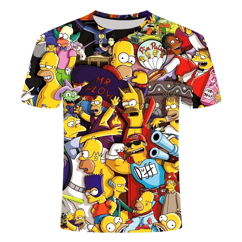 Футболки с 3D принтом Симпсоны для мужчин женщин детей круглым воротником и