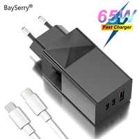 bayserry 65w gan pd charger quick charge qc 4 0 3 0 usb c type c portable for macbook fast charger for iphone 12 samsung laptop