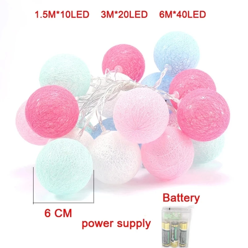 

10/20/40 LED Cotton Ball Walker Lights Christmas Fairy Lights Outdoors Holiday Wedding Wedding Party Home Decoration