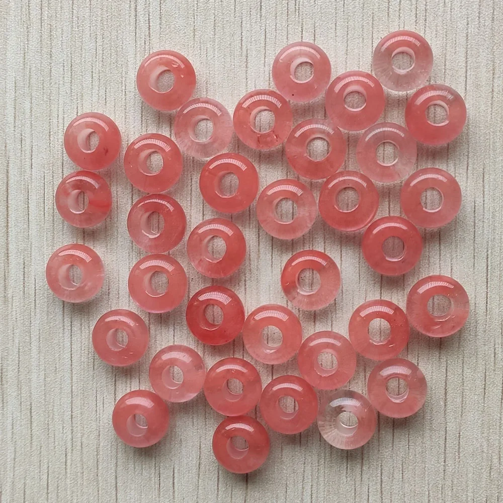 

Fashion watermelon red stone round shape big hole charms beads 8x14mm for jewelry marking 50pcs/lot wholesale free shipping