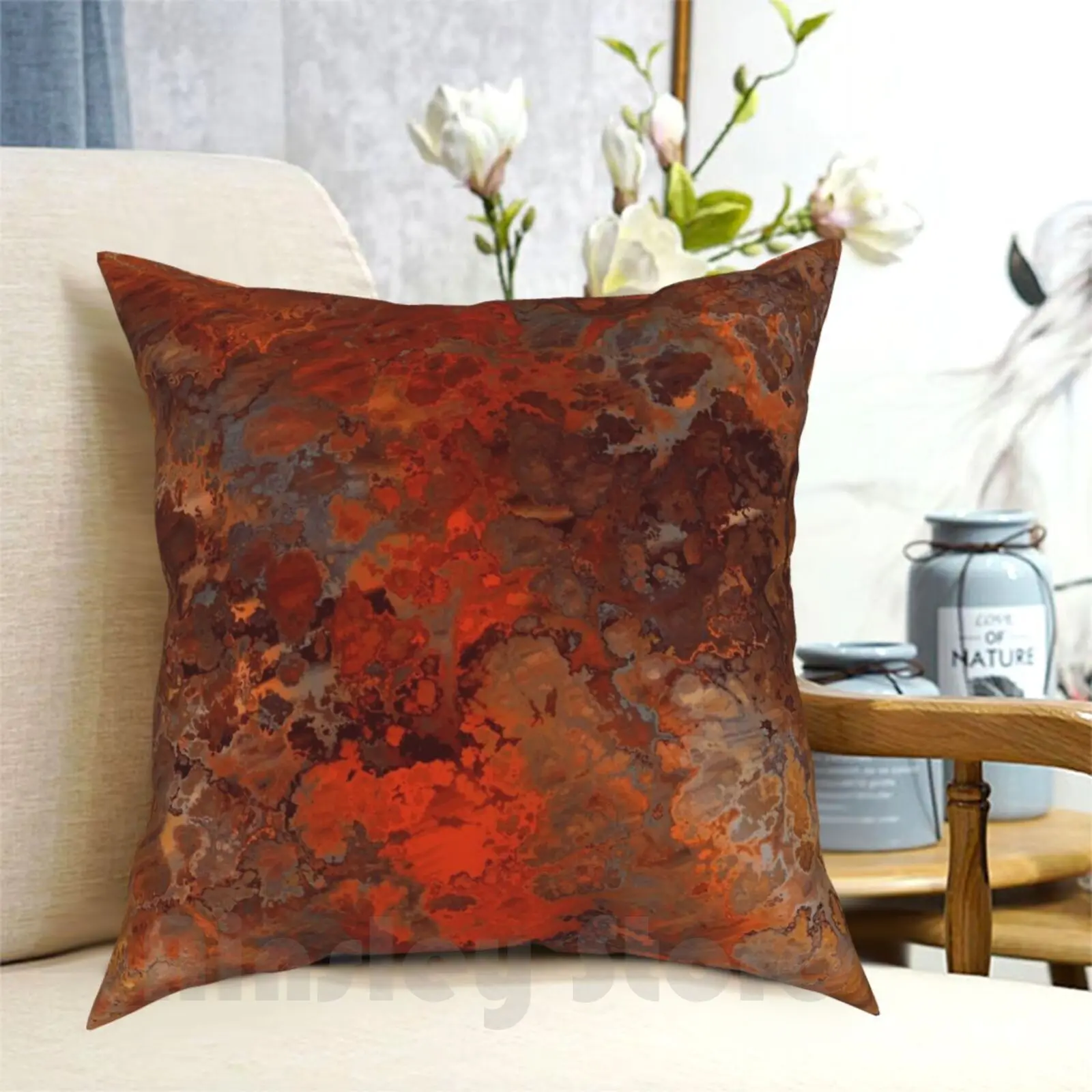 

Gold And Rust Pillow Case Printed Home Soft DIY Pillow cover Gold Rust Copper Abstract Metal Pour Painting