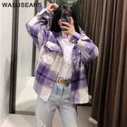 Женская Повседневная клетчатая куртка, свободная клетчатая куртка с отложным воротником, длинным рукавом и карманами, на пуговицах, осень 2020