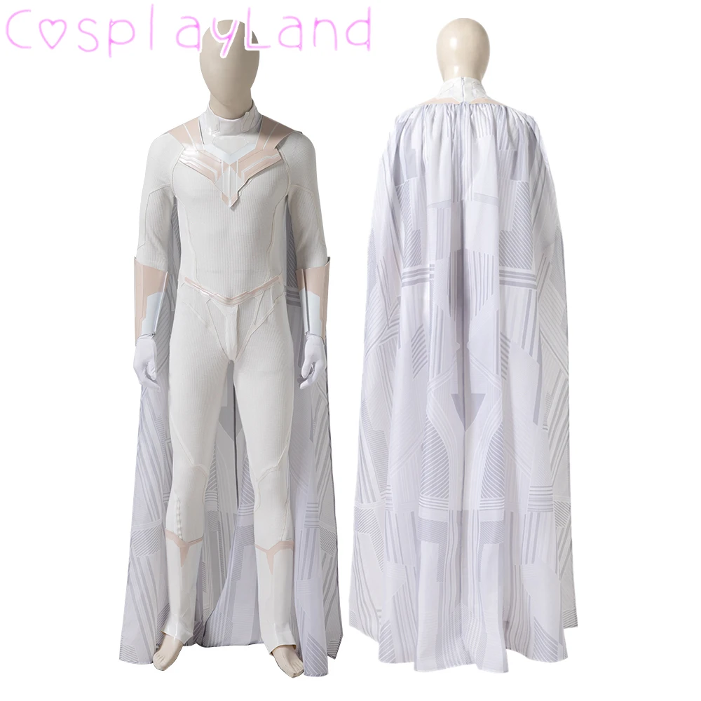 

Jumpsuit Vision Costume Halloween Cosplay Vision Victor Shade White Suit TV Outfit with Cape Superhero Costumes