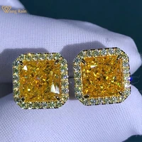 wong rain 100 925 sterling silver 2 ct vvs 3ex created moissanite gemstone ear studs earrings wedding engagement fine jewelry