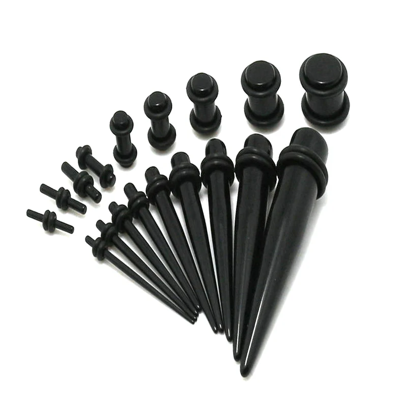 Новинка 18 шт/2 шт Набор для пирсинга черных ушей 00 г-14 г Tapers Plug Tunnel XIN