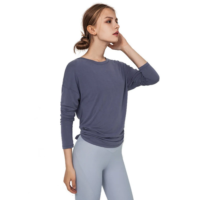 Long Sleeve Women Yoga Tops Open Back Running Clothes Pilates Loose Workout Sportswear Quick Dry Dance Shirts for Gym Fitness