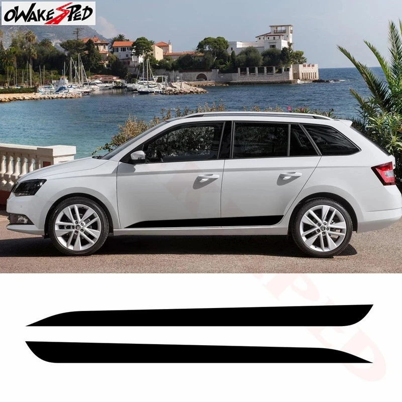 2 шт. Fabia автомобильные боковые полосы юбки графическая виниловая наклейка