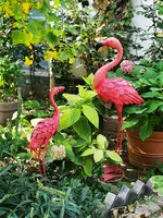 Metal Pink Flamingos Yard Ornaments,Flamingo Lawn Ornaments Great Christmas Decor Outdoor Gift Present Idea,Garden Statue indoor