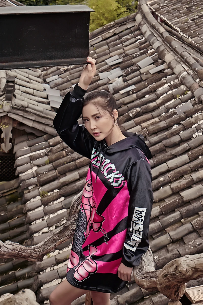 

Hooded sweater dress tide brand women's mid-length coat jump tiger velvet sweater autumn and winter thickened dress