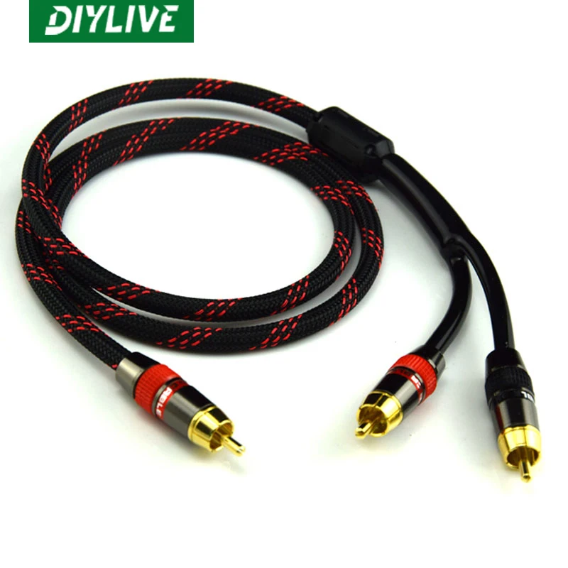 DIYLIVE HIFI Single RCA to Double RCA Subwoofer cavo Audio rame puro One Sub-2 separatore Y cavo RCA da 1 a 2 (0.5 m ~ 5 m)