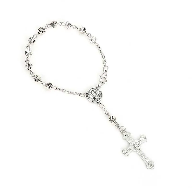 60 штук/сплав бусины четки бисер Крест Иисуса браслет медальон ручной работы