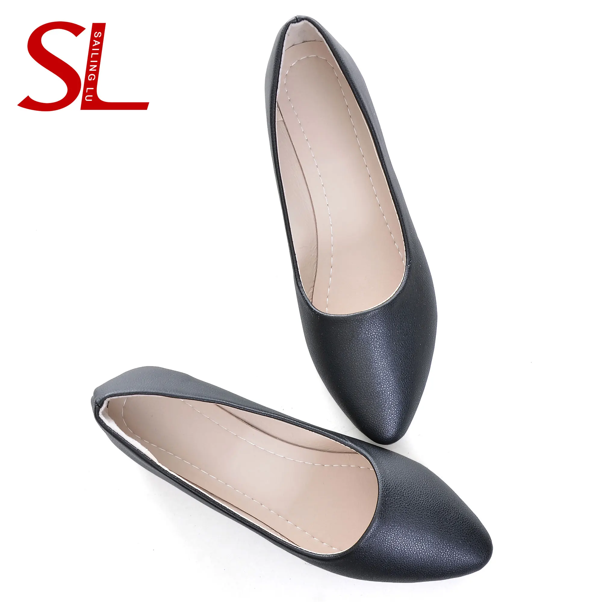 Женские туфли на танкетке Цвет Черный Белые плоской подошве для работы