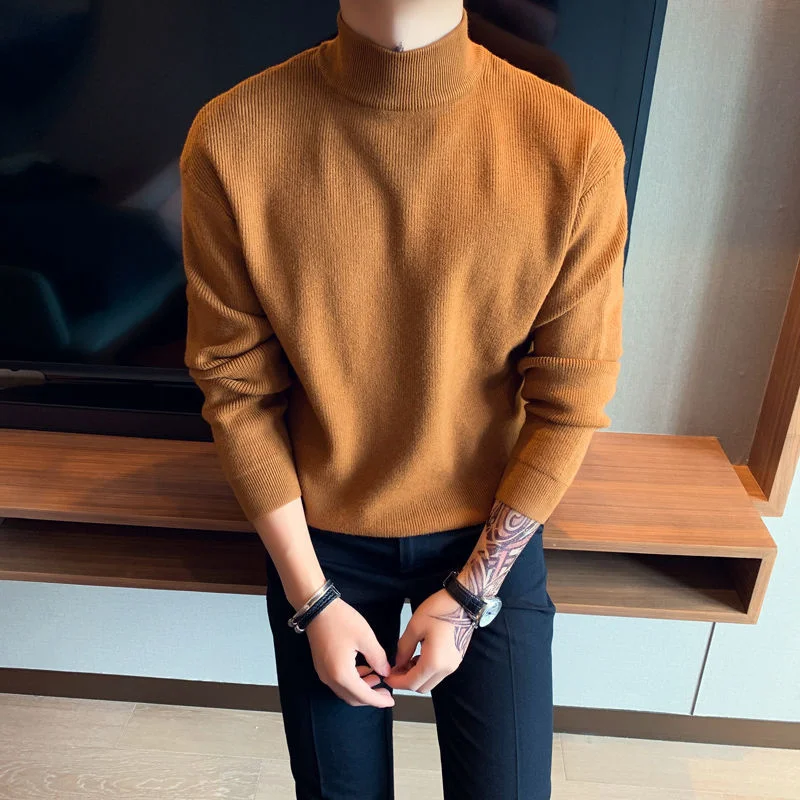 

Winter Turtleneck Sweater Men's Slim Warm Fashion Casual Knitted Pullover Men Streetwear Korean Knitting Sweaters Mens Clothes