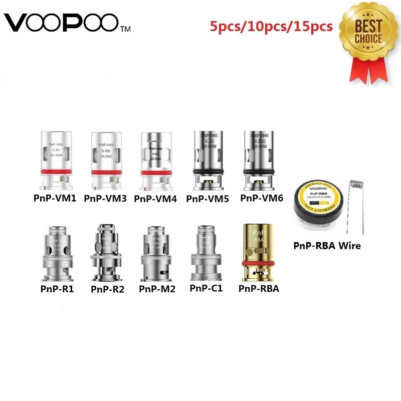 

Сменная головка спирали для вейпа Voopoo PnP, PnP-VM1 Ом, PnP-M2 Ом, R1 R2, PnP, RBA, gor, Vinci, модель Drag Baby Trio