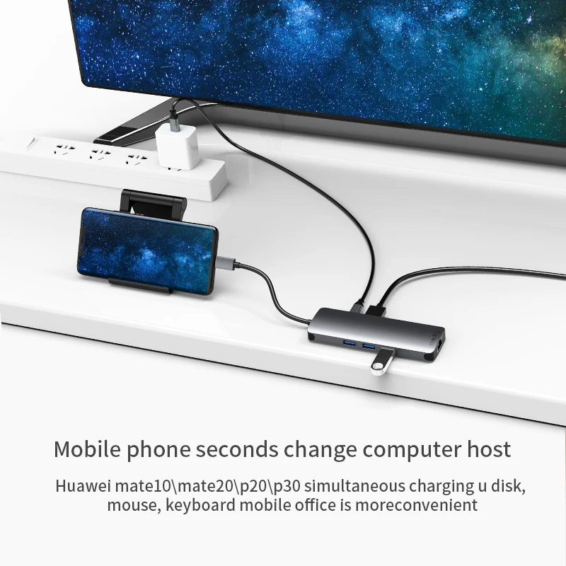 Type C Dock USB HUB Laptop Docking Station USB 3.0 HDMI 4K HD cable PD fast charging for MacBook Samsung S8 9 plus huawei P20