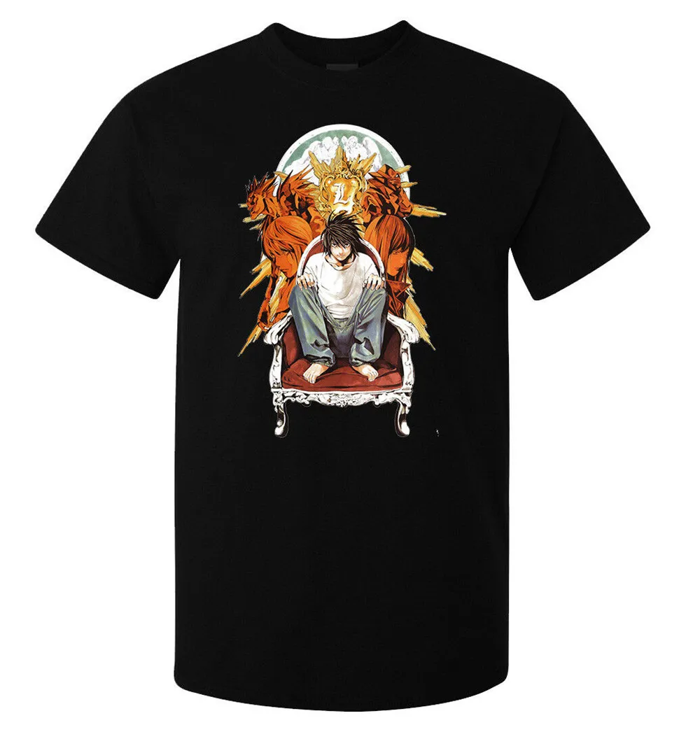 Футболка с надписью Death Note L Laito Ryuk Kira Men'S (Woman'S Available) черный Свободный Топ