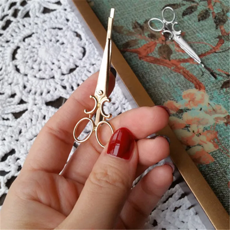 1/2 шт. корейские креативные заколки для волос забавные золотые ножницы в форме