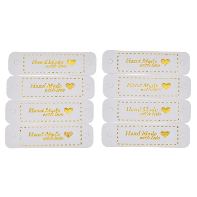 8pcs white gold Модные кожаные аксессуары для самостоятельного пошива одежды, декорированные этикетками, ручная работа, джинсовые мешки с принтом сердца, новогодние украшения - Цвет: 8pcs white gold
