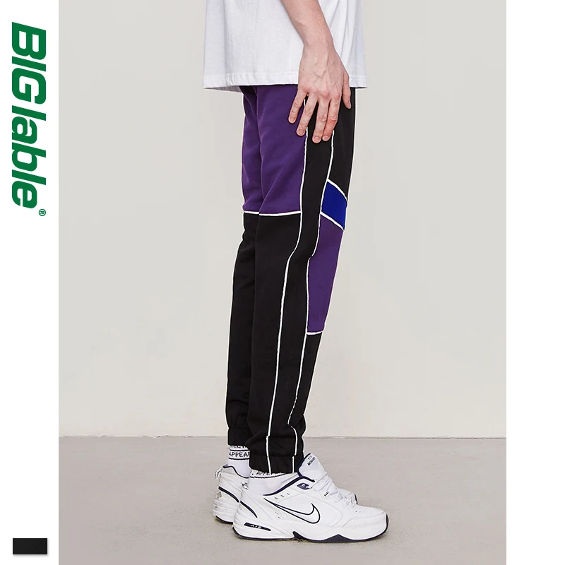 Мужские тренировочные брюки в стиле хип-хоп повседневные Лоскутные Брюки с