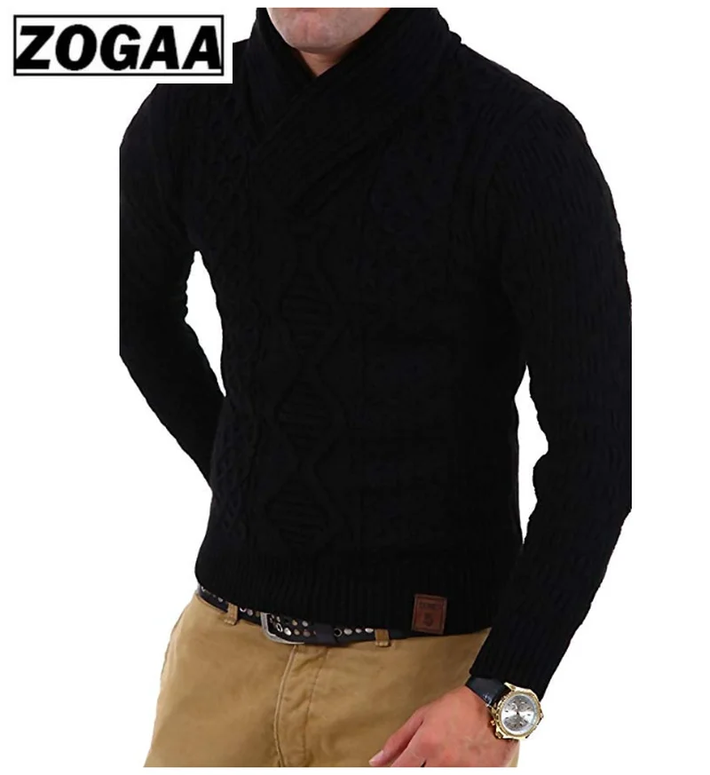ZOGAA Men Turtleneck Sweater Fashion Solid Winter Outwear Men Plus Size Sweater Warm Coarse Wool Sweaters Men NEW