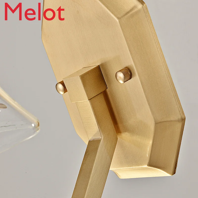 

American-Style Minimalist Creative Copper Living Room Wall Lamp Post-Modern Atmosphere Light Luxury Bedroom Bedside Lamp Gift